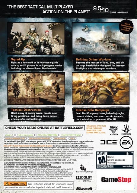 Bad Company 2's Back Cover Reveals Impressive Score