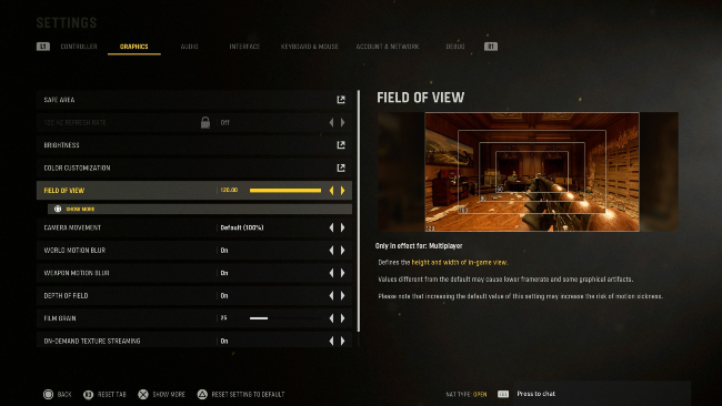 call of duty vanguard fov slider console warzone