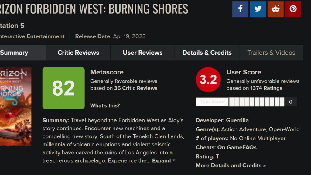 Horizon Forbidden West developer responds to Burning Shores DLC  review-bombing